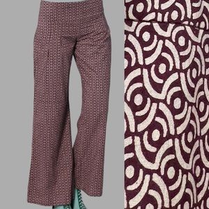 Yh Marroon/Cream Geometric Print Lightweight Wide Leg Pants